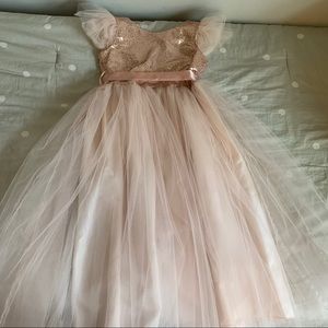 Rose Gold Sequin Flower Girl Dress